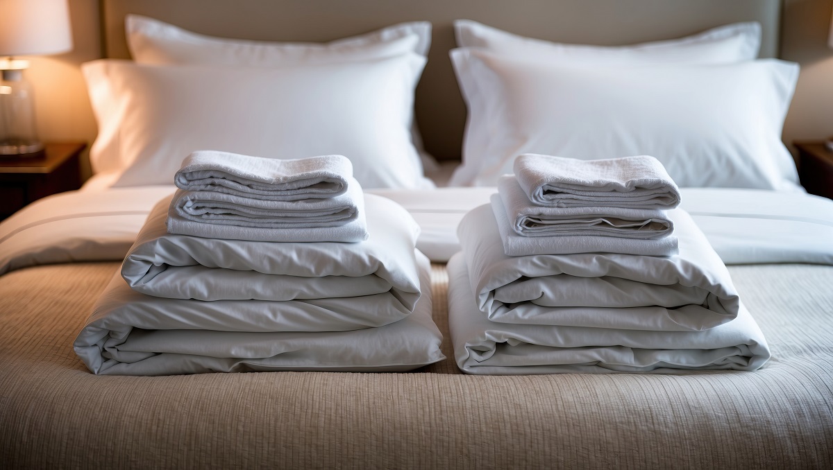 Roupa de cama com qualidade egipícia de quarto de hotel Roupa de cama com qualidade egipícia de quarto de hotel